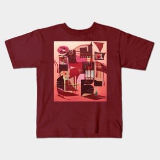 Coral Geometric Paper Collage Kids T-Shirt